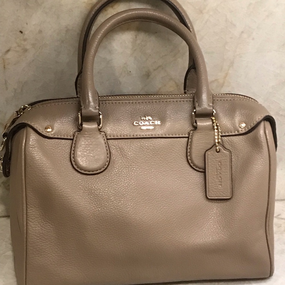 Coach Beige Pebble Leather Small Satchel